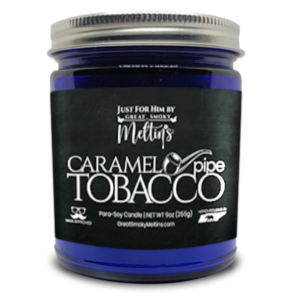 9oz Just For Him Blue Jar Candle - Caramel Pipe Tobacco image