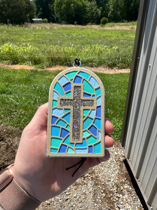 Mosaic Cross Car Freshie