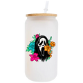 Floral Horror Ghost 16oz Glass Tumbler image 0