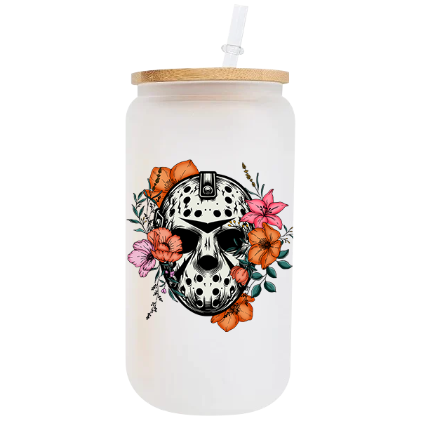 Floral Horror Mama's Boy 16oz Glass Tumbler image 0