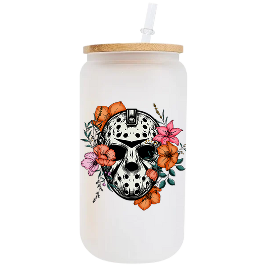 Floral Horror Mama's Boy 16oz Glass Tumbler image 0