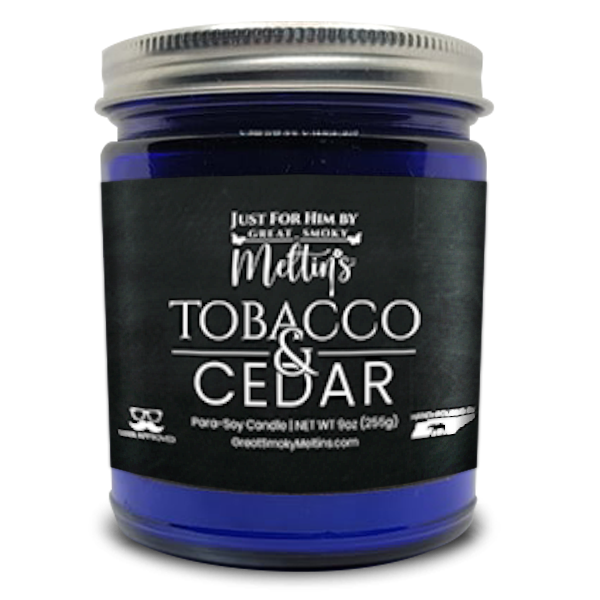 9oz Just For Him Blue Jar Candle - Tobacco &amp; Cedar image