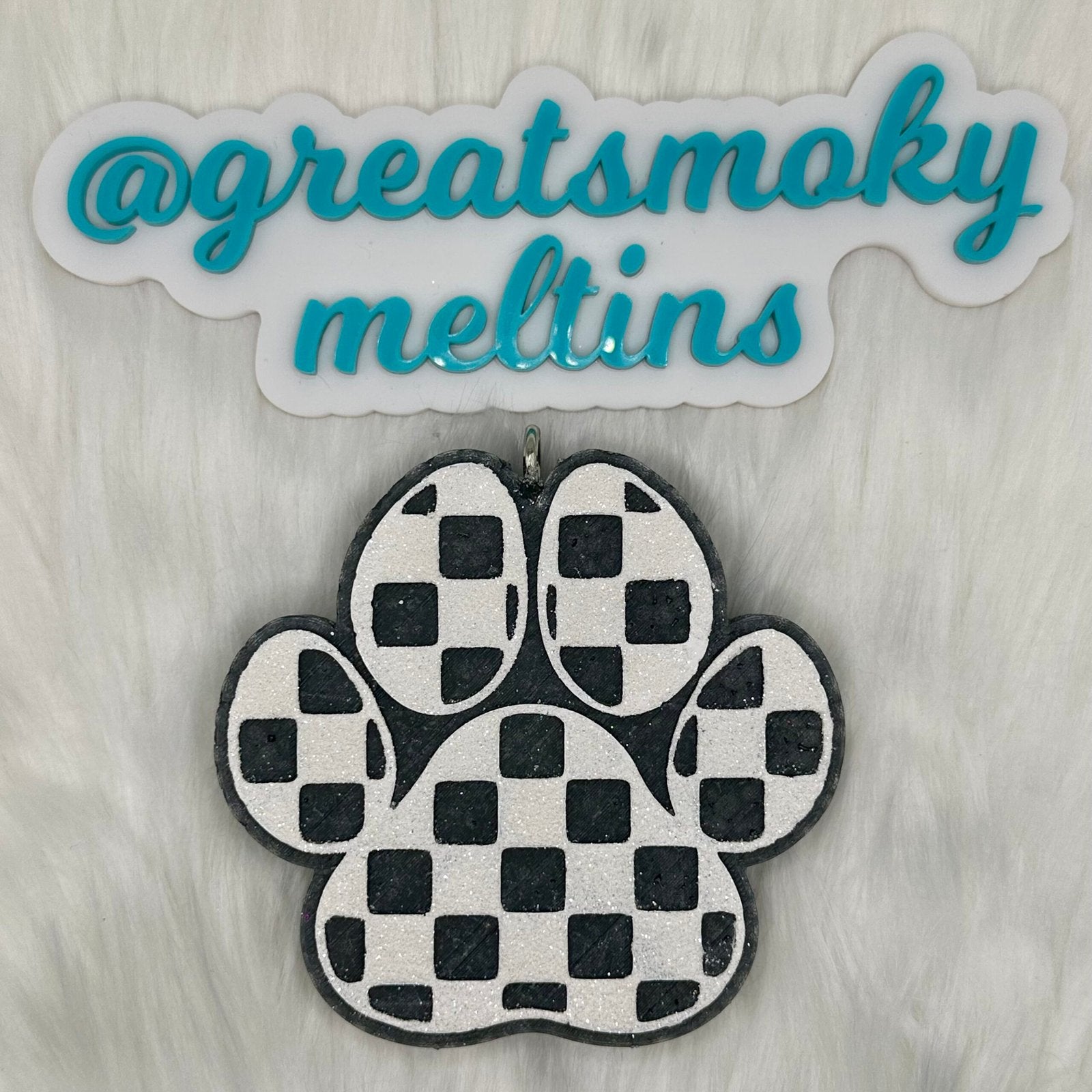 Checkered Paw Print Car Freshie image 0