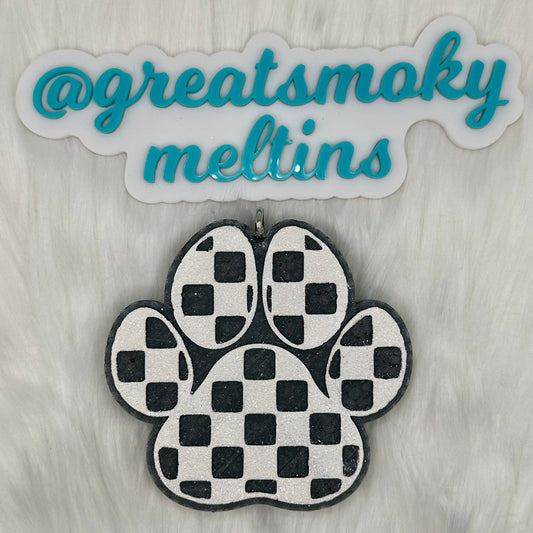 Checkered Paw Print Car Freshie image 0