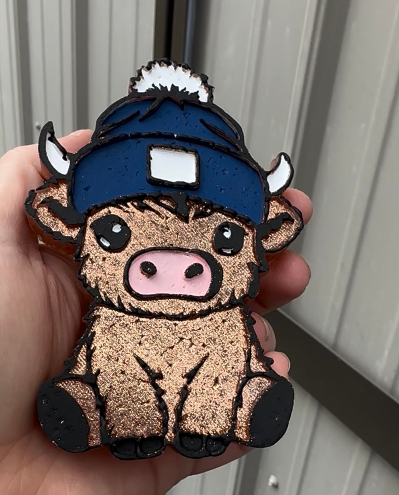 Cow with Toboggan Car Freshie
