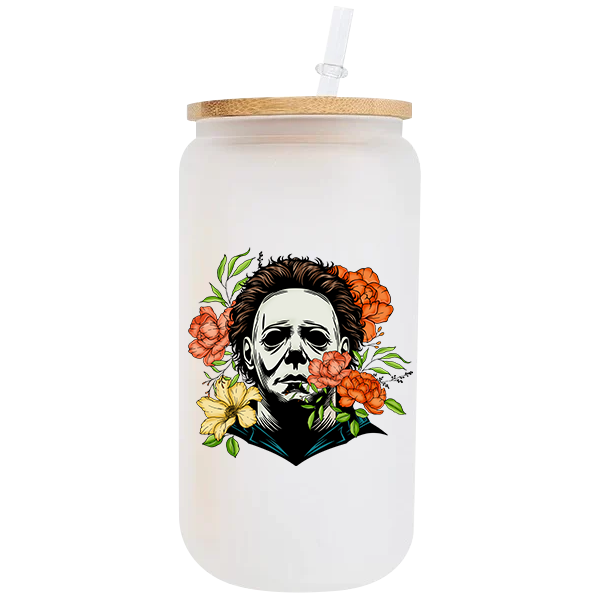 Floral Horror Mike 16oz Glass Tumbler image 0