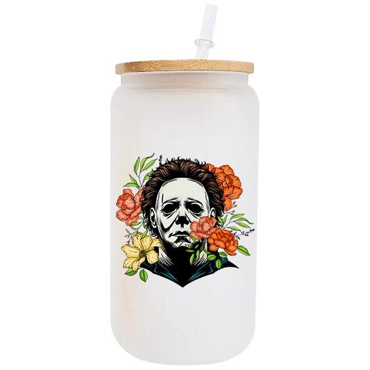 Floral Horror Mike 16oz Glass Tumbler image 0